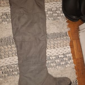 Grey, knee high boots